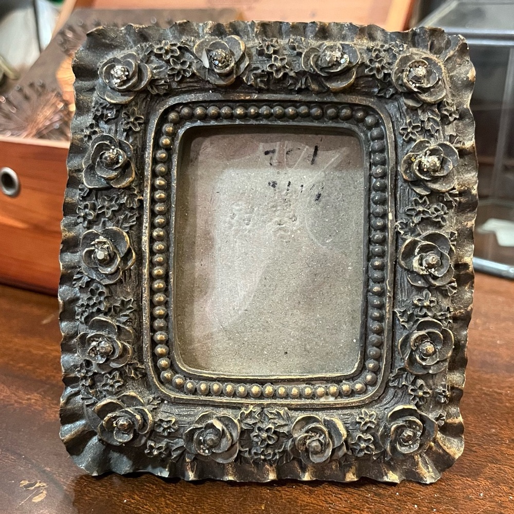 Picture Frame - Small Victorian Style - Goth - Roses - Stands Up - EUC